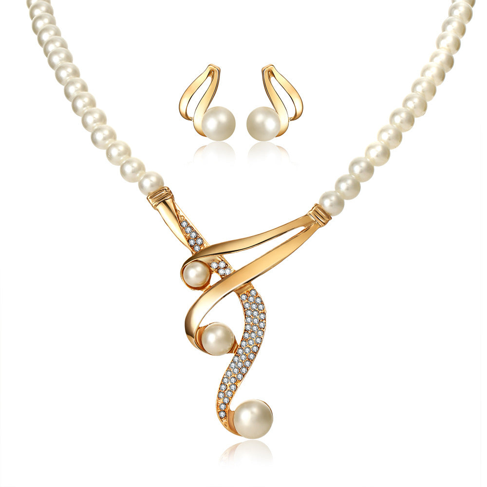 s  pearl clavicle necklace,  pearl, earrings