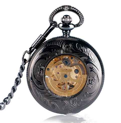 Carved Hollow Pattern Automatic Mechanical Pocket Watch