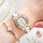 Oval Diamond Encrusted Waterproof Quartz Timepiece