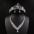 Bride headdress crown necklace three piece Earrings