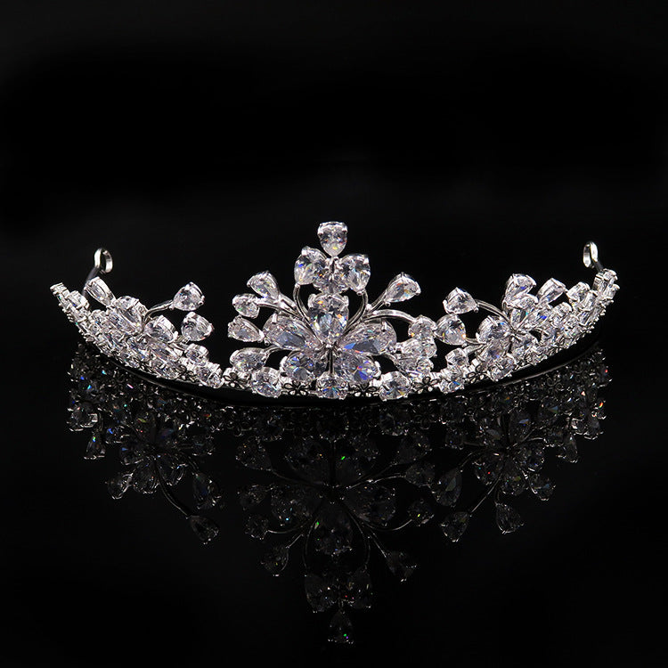Bride headdress crown necklace three piece Earrings
