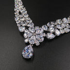 Bride headdress crown necklace three piece Earrings