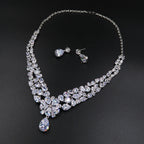 Bride headdress crown necklace three piece Earrings