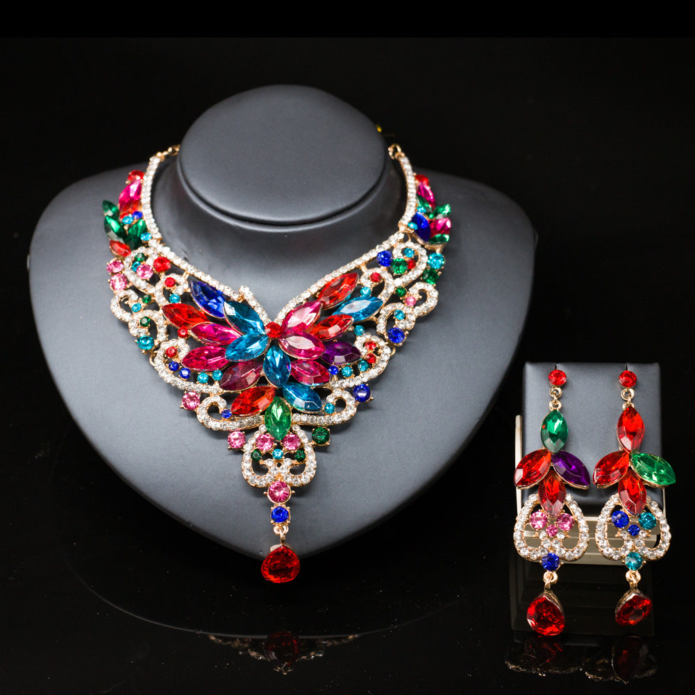 African, European and American necklace earrings set