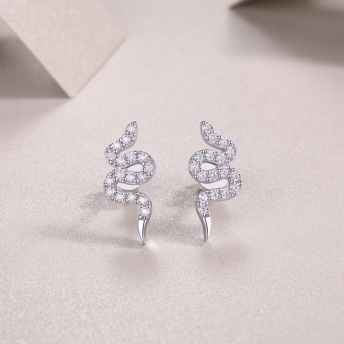 Silver Snake Entwined -  Silver Stud Earrings S925, Silver