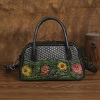 Ethnic-style Full-grain Leather Shoulder Bag For Women