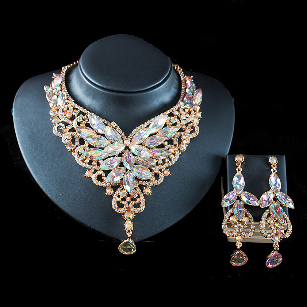 African, European and American necklace earrings set