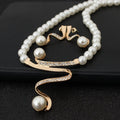 European diamond crystal pearl necklace earrings