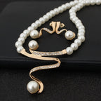 European diamond crystal pearl necklace earrings