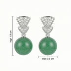 925 Sterling Silver Elegant Green Jadeite Round Bead Earrings