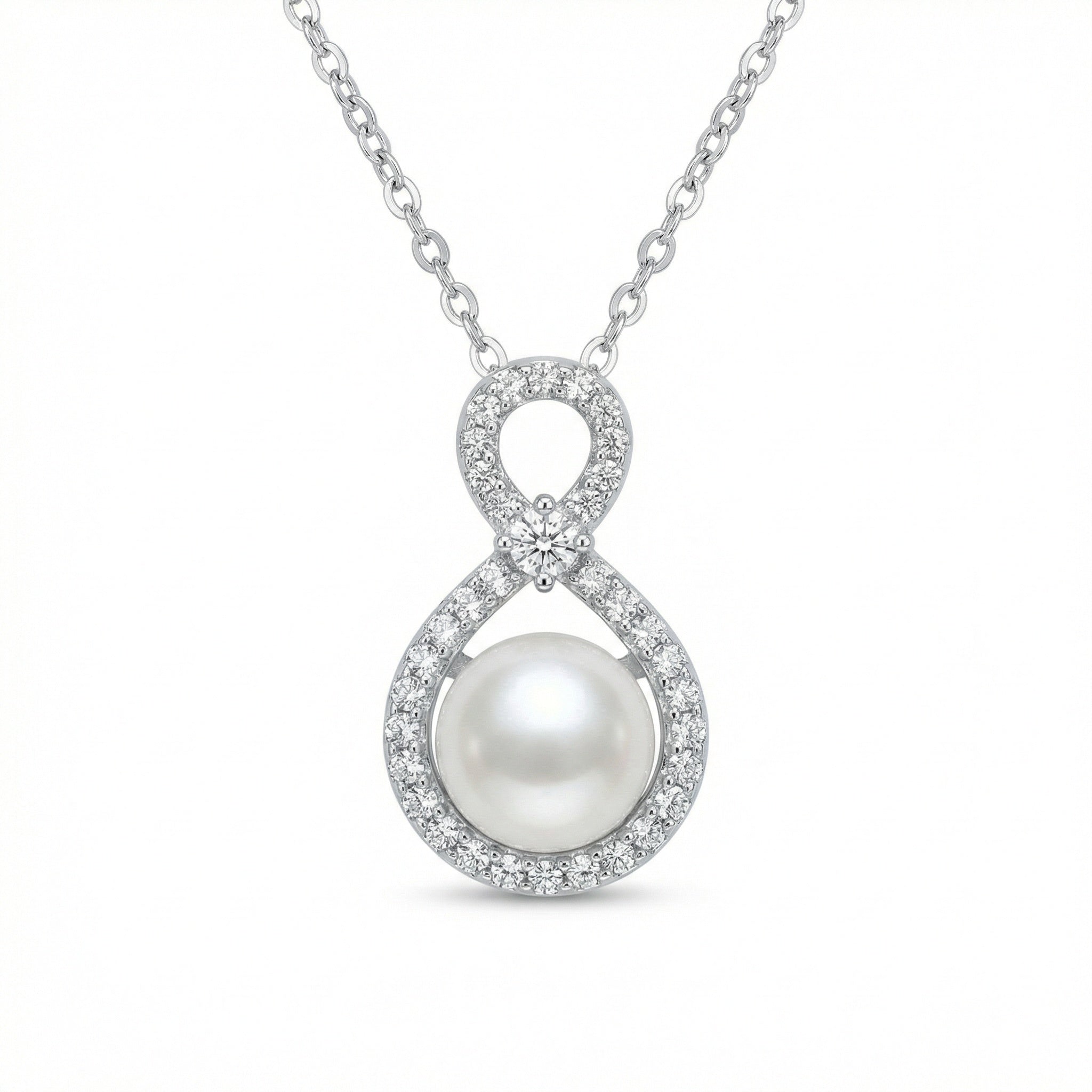 925 Sterling Silver Elegant White Pearl