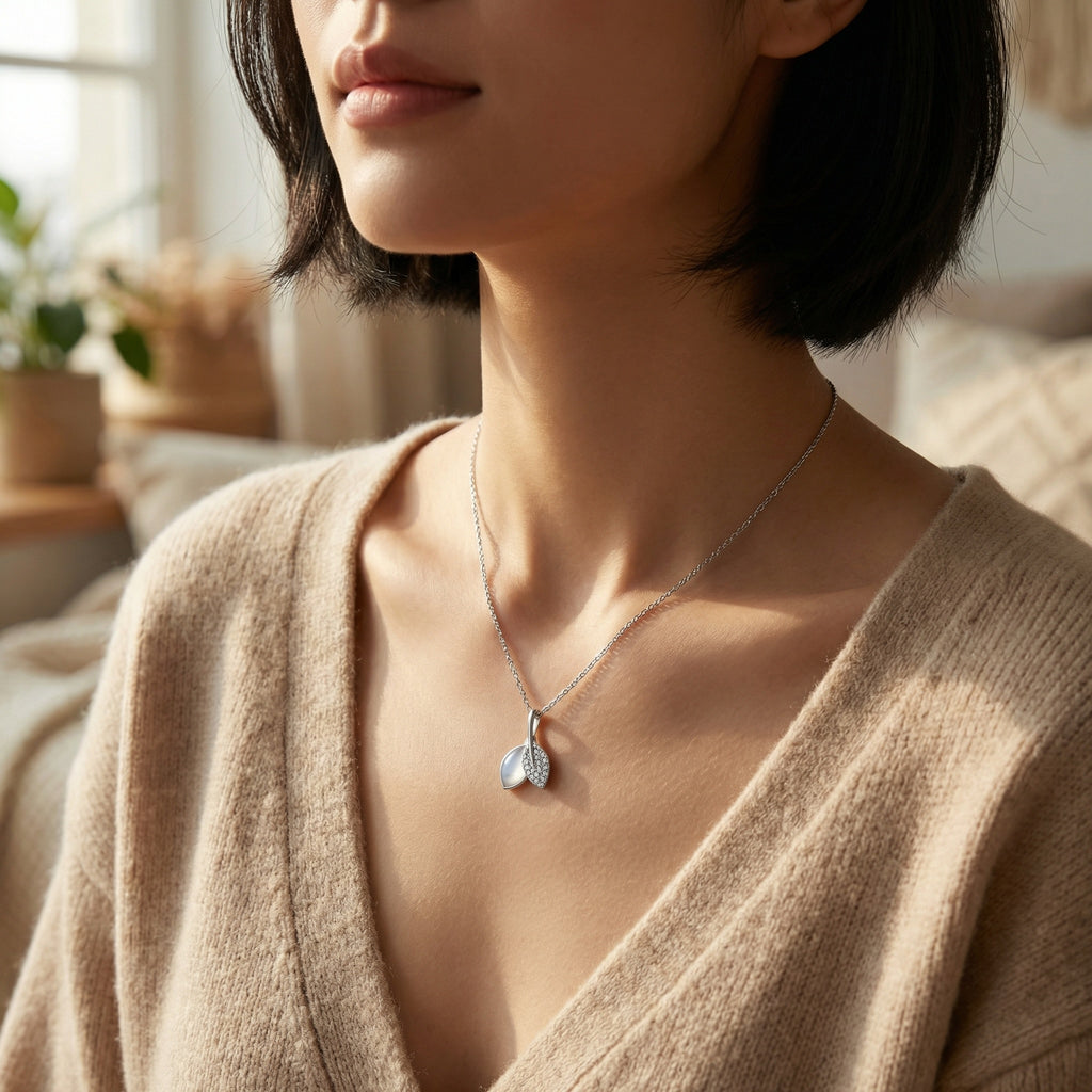 925 Sterling Silver Elegant Leaf Pendant Necklace