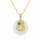 925 Sterling Silver White Jade Gourd Pendant Necklace