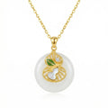 925 Sterling Silver White Jade Gourd Pendant Necklace