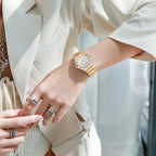 Simple Calendar Diamond Quartz Womens Watch