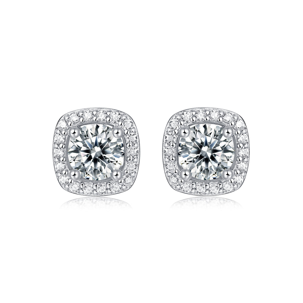Square-shaped Stud Earrings - Set With 0.5-carat