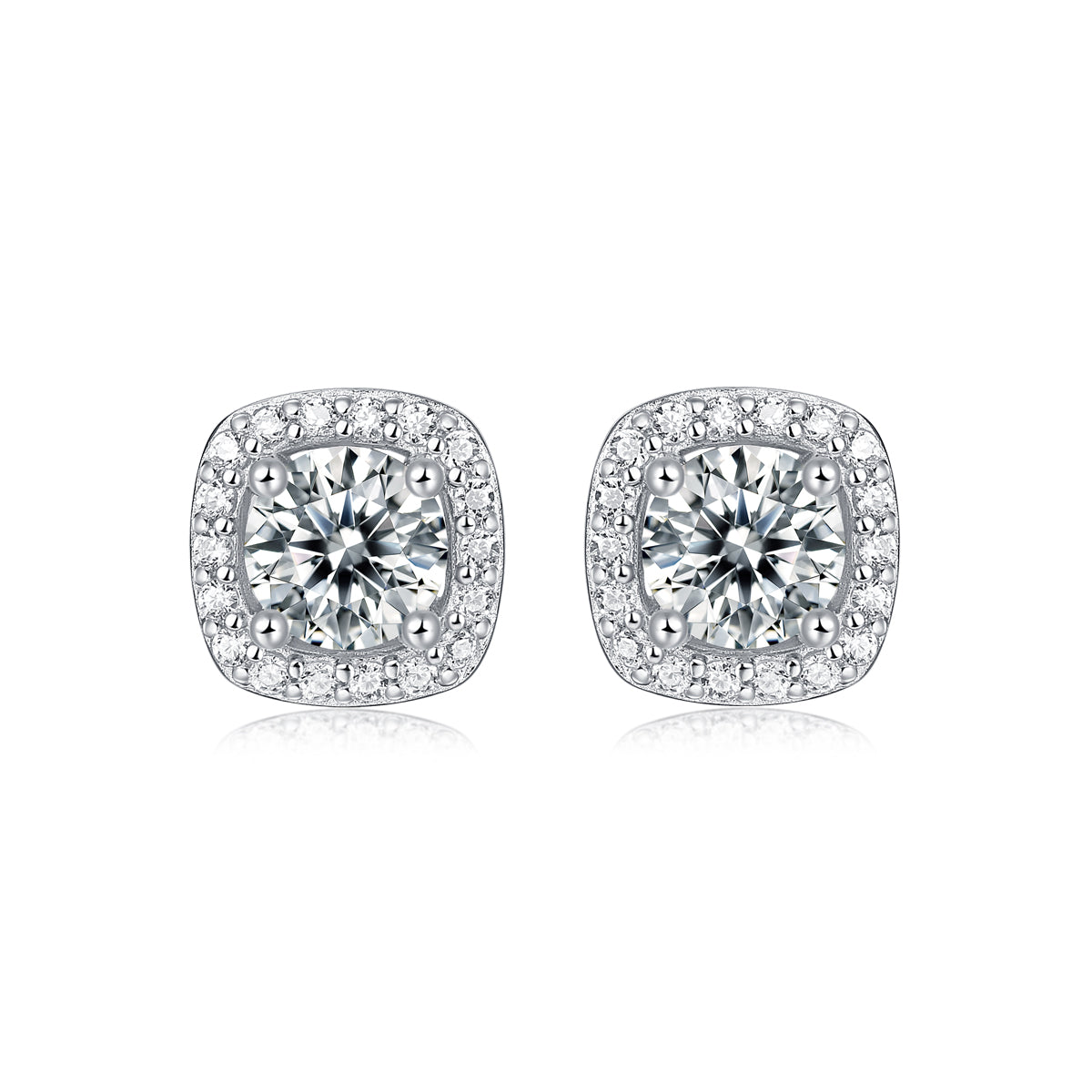Square-shaped Stud Earrings - Set With 0.5-carat