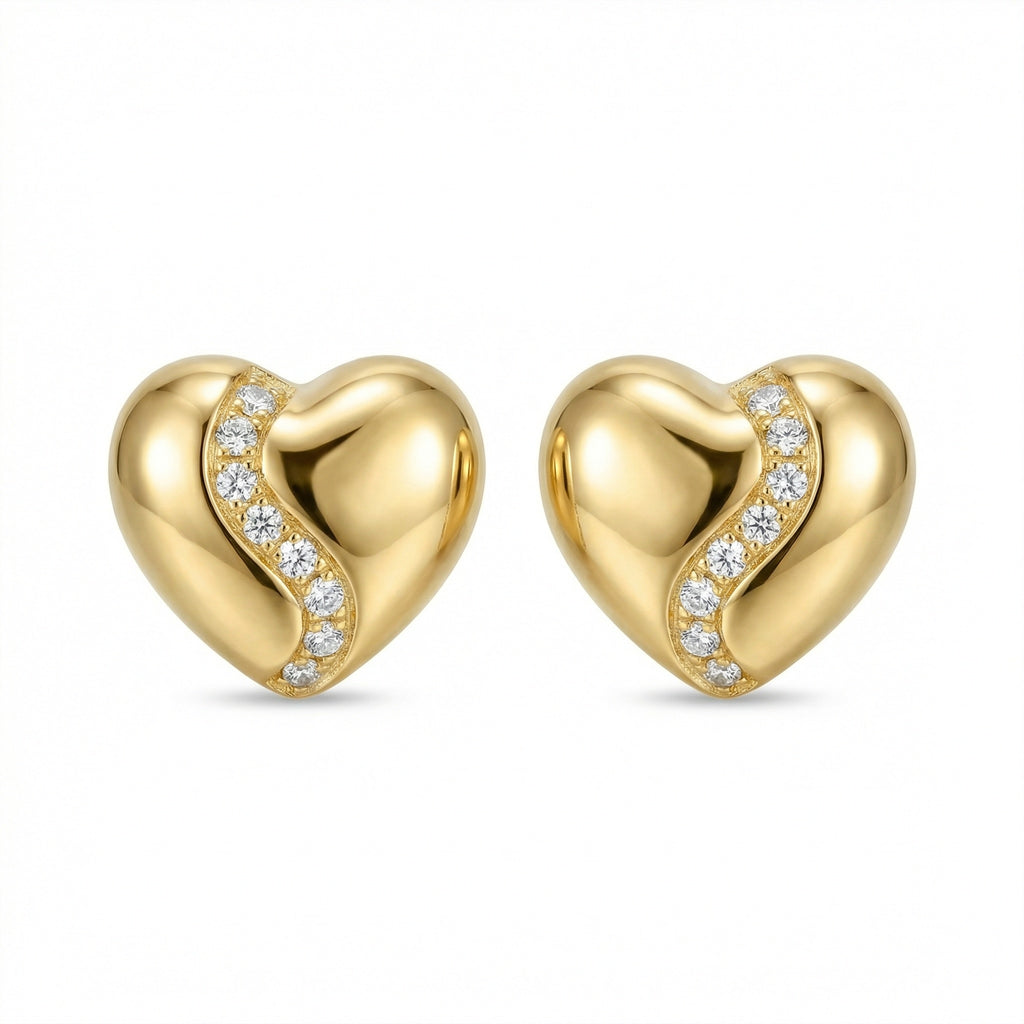 925 Sterling Silver Elegant Heart-Shaped Stud Earrings