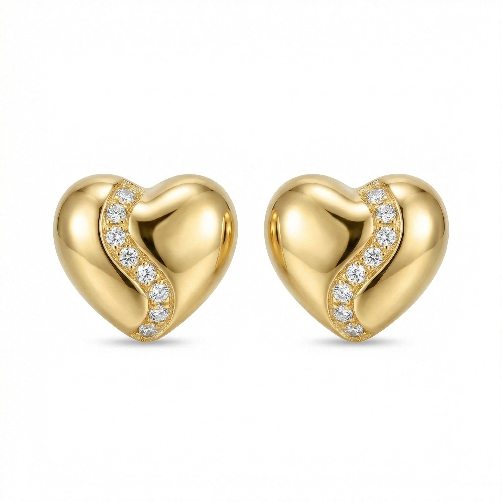 925 Sterling Silver Elegant Heart-Shaped Stud Earrings