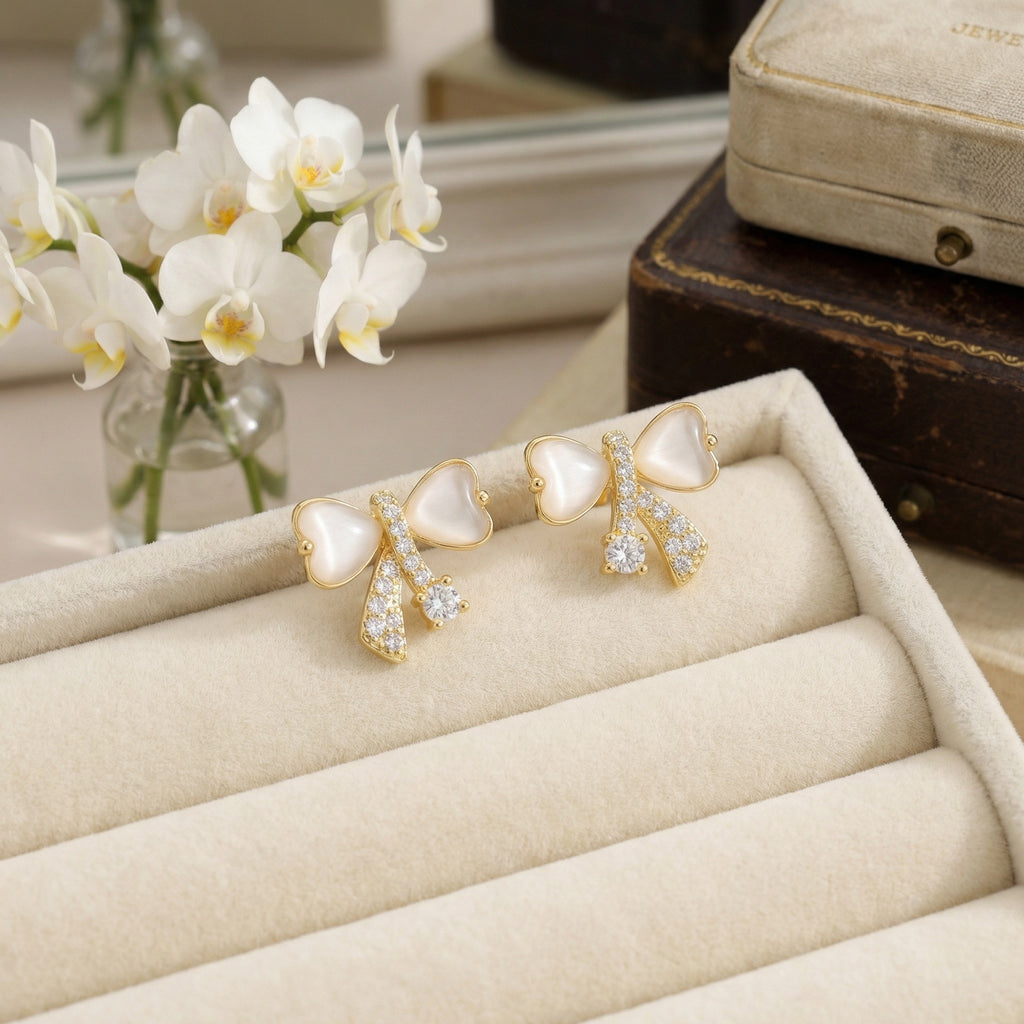 925 Sterling Silver Elegant Bowknot Earrings