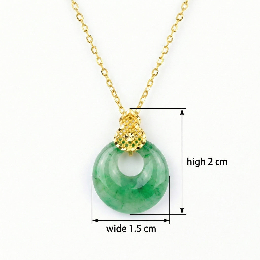 925 Sterling Silver Elegant Jadeite Donut Pendant e
