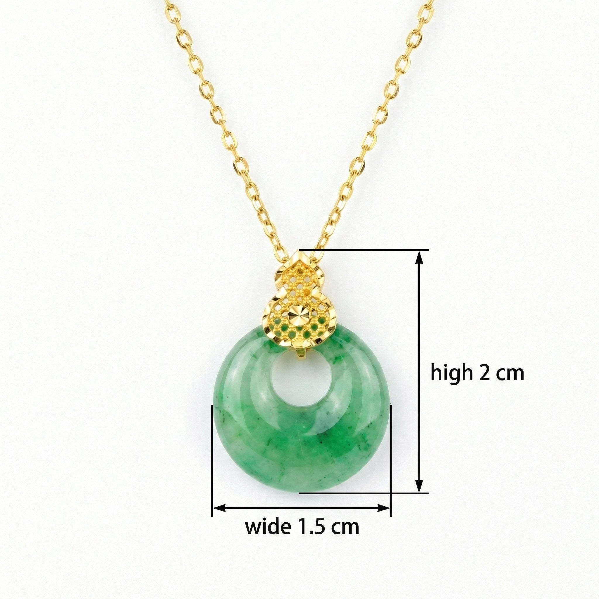 925 Sterling Silver Elegant Jadeite Donut Pendant e
