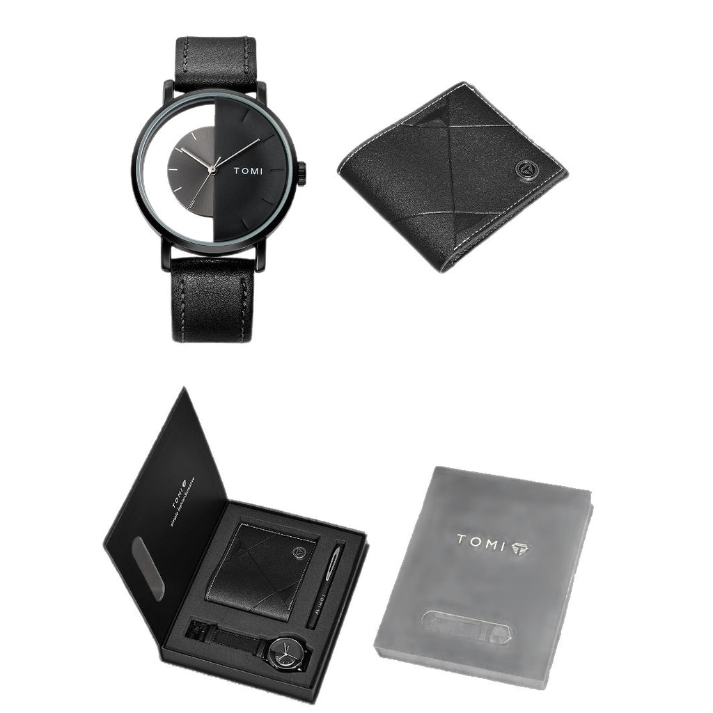Quartz Watch Mens Business Gift Set Box