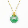 925 Sterling Silver Elegant Jadeite Donut Pendant e
