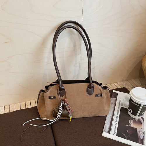 -Block Suede Velvet Hand Bag