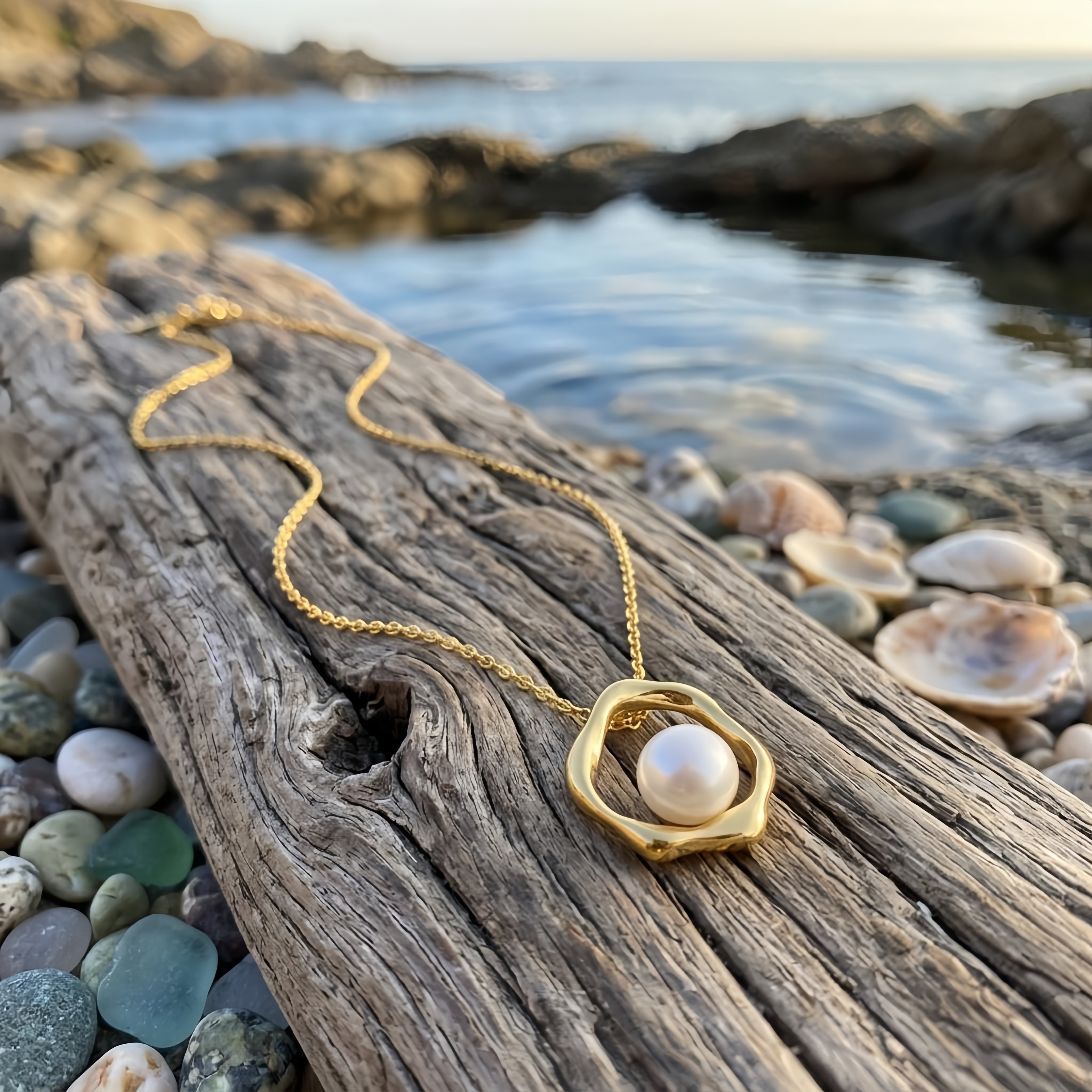 925 Sterling Silver Organic Wavy Pendant Necklace
