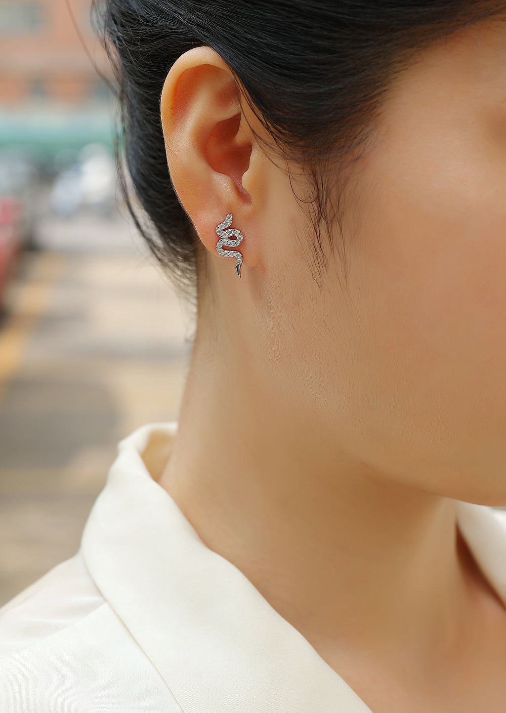 Silver Snake Entwined -  Silver Stud Earrings S925, Silver