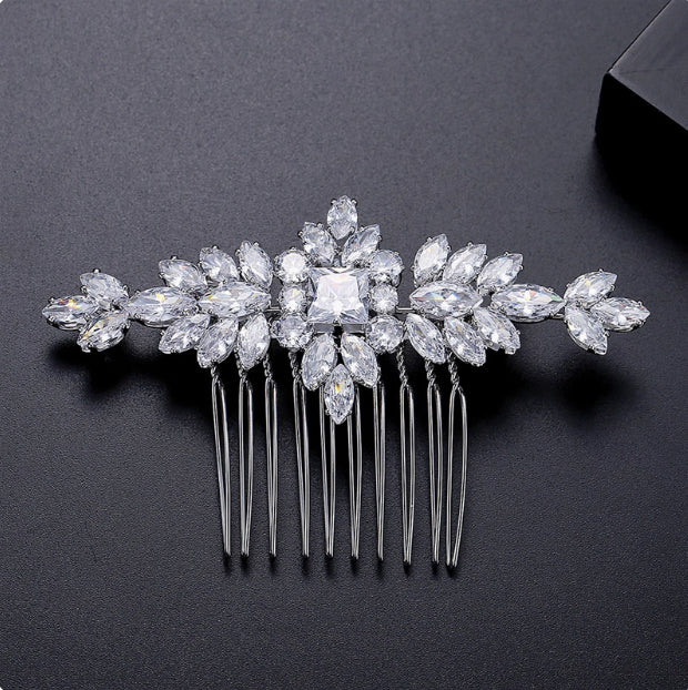 S925 Pure Silver Moissanite  New Bride Hair Comb