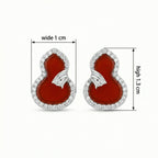 925 Sterling Silver Elegant Red Agate Calabash Stud Earrings