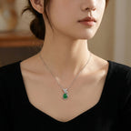 925 Sterling SilverGreen Jade Cabochon Pendant