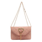 Korean-style Womens Heart-Shaped Tassel Shoulder Bag