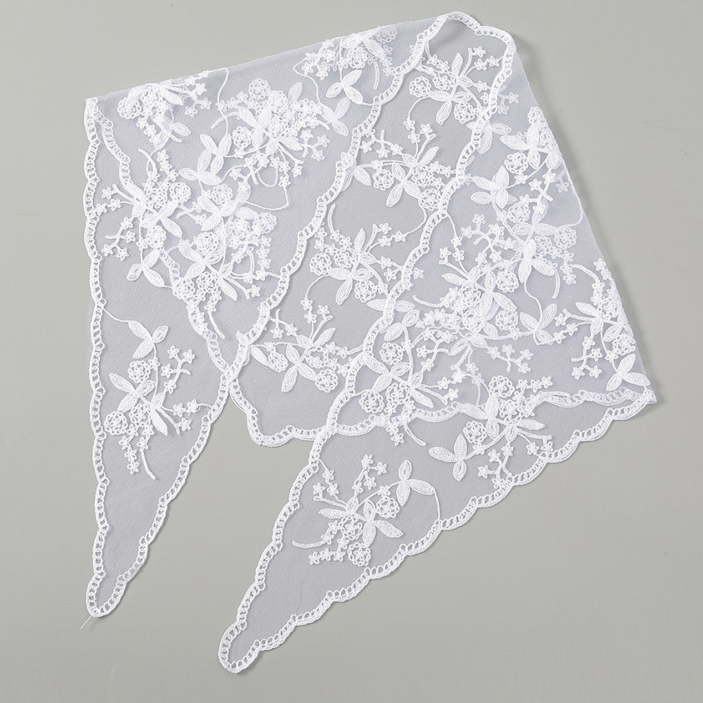 Bridal Floral Lace Triangular  Solid Color Veil