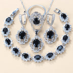Garnet Cubic Zirconia Earrings Pendant Necklace Bracelet Ring