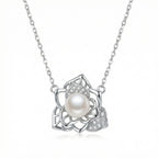 925 Sterling Silver Elegant Lotus Floral Necklace