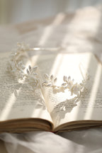 Hair Band Gold Leaf Silver Leaf White Flower