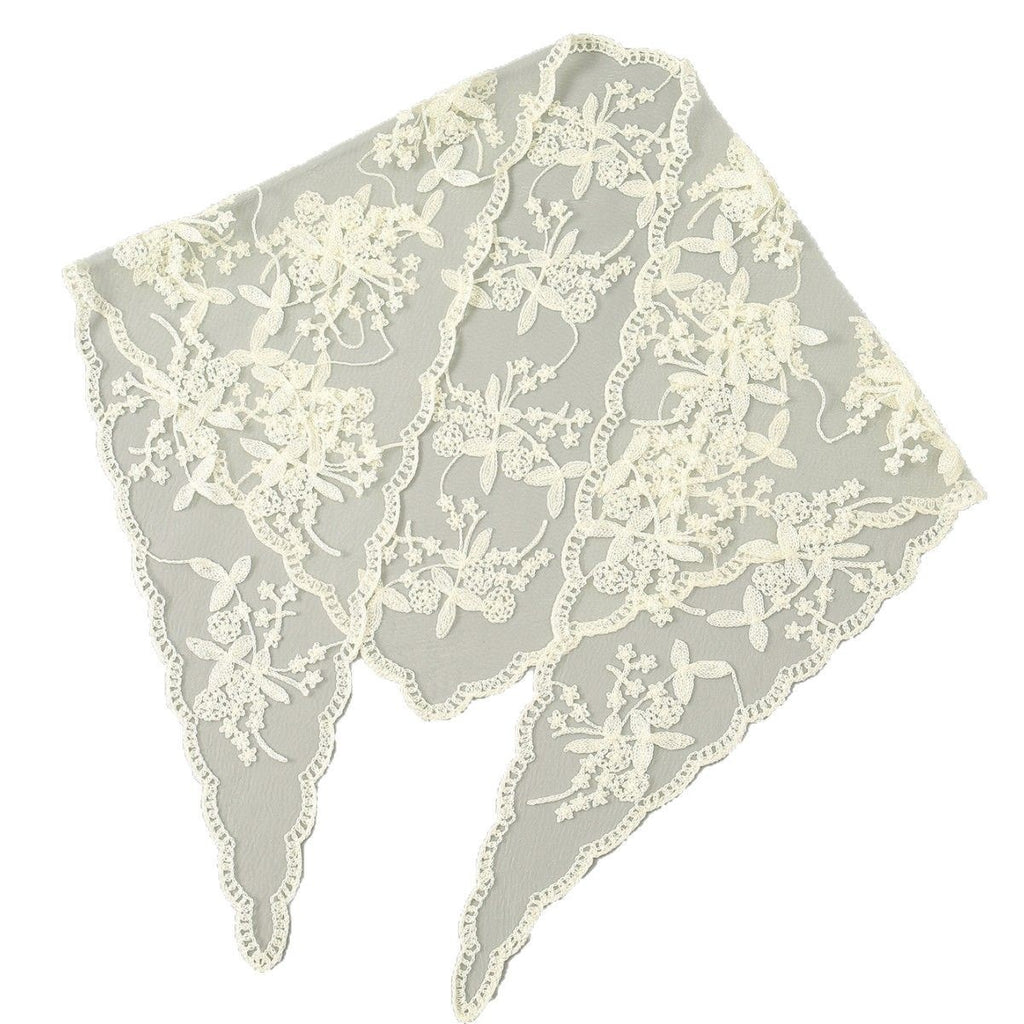 Bridal Floral Lace Triangular  Solid Color Veil