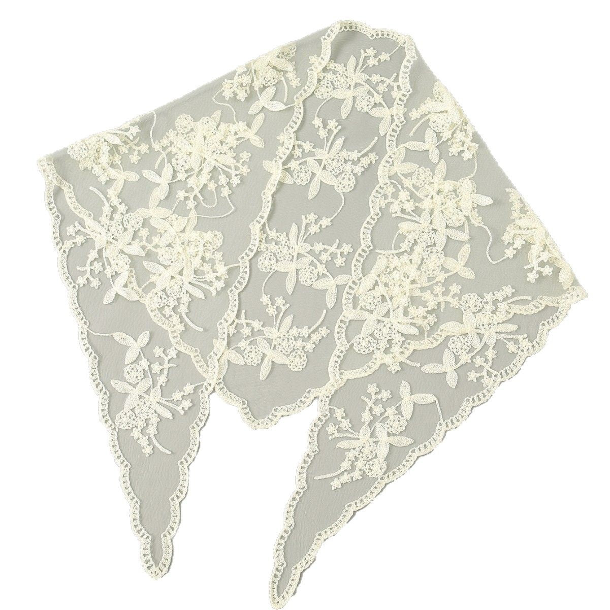 Bridal Floral Lace Triangular  Solid Color Veil