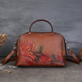Vintage Cowhide Pillow Bag With Embossed Detailing