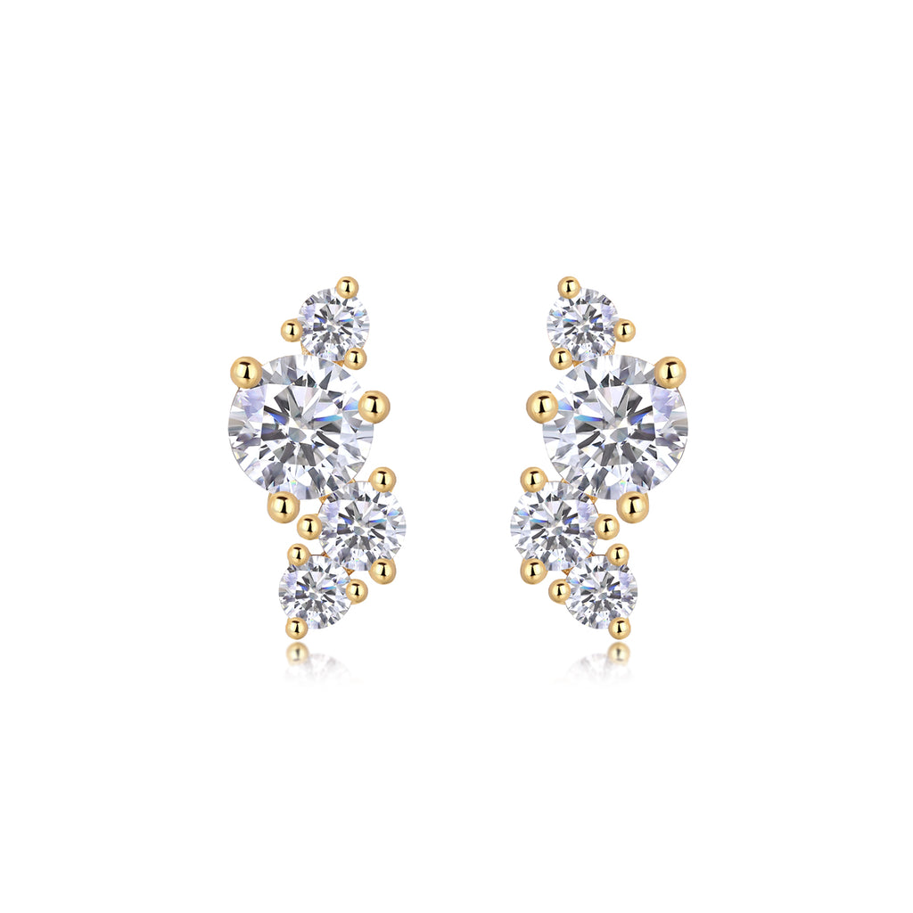 Four-diamond  Stud Earrings Set S925 Silver