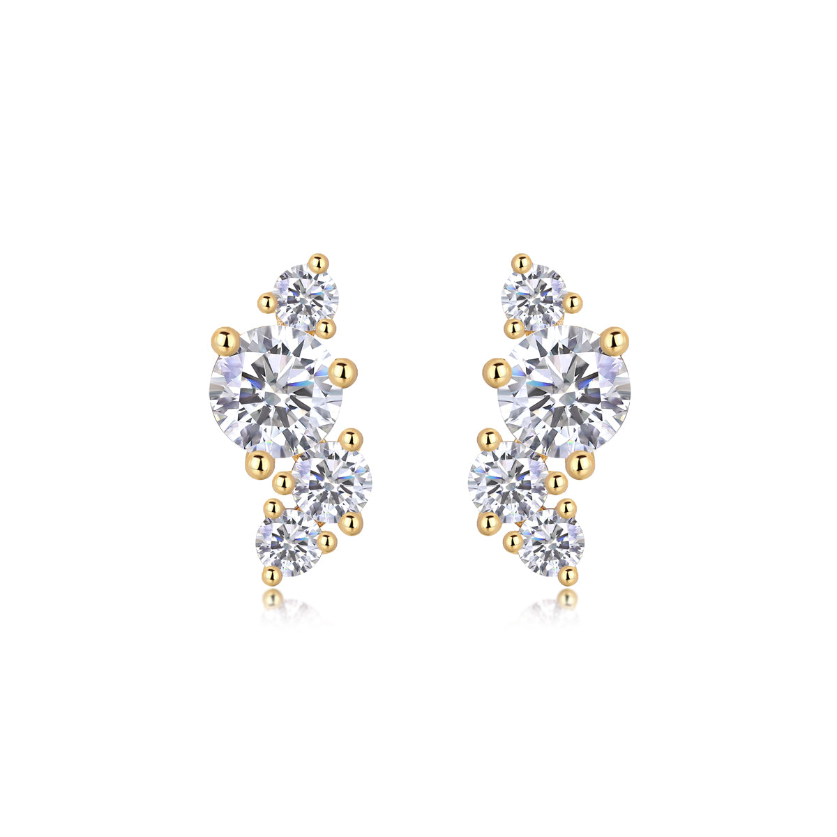 Four-diamond  Stud Earrings Set S925 Silver