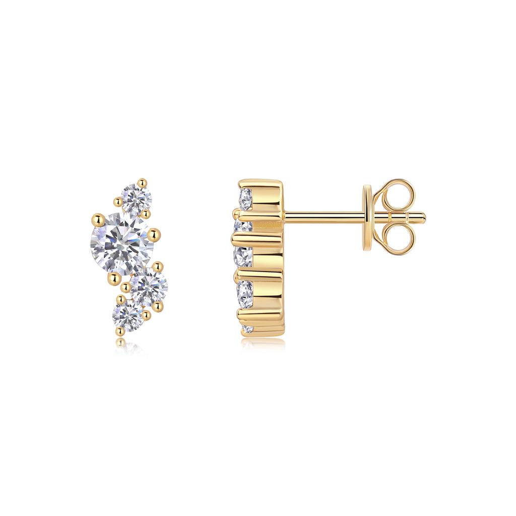 Four-diamond  Stud Earrings Set S925 Silver