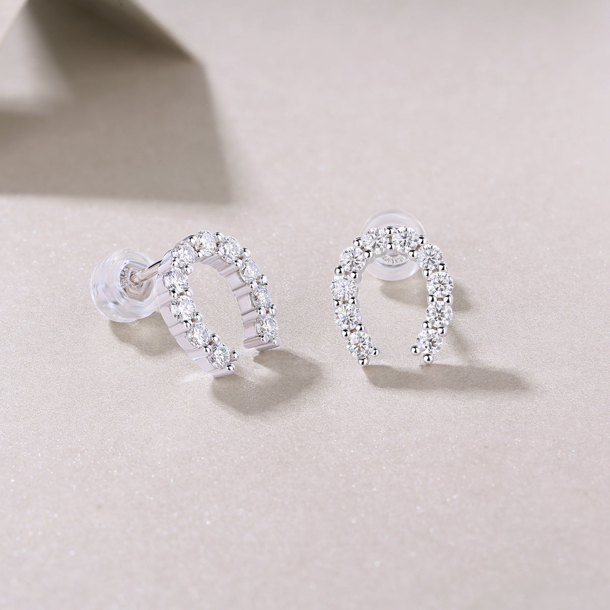 Moissanite S925 Silver And Platinum-plated Stud Earrings