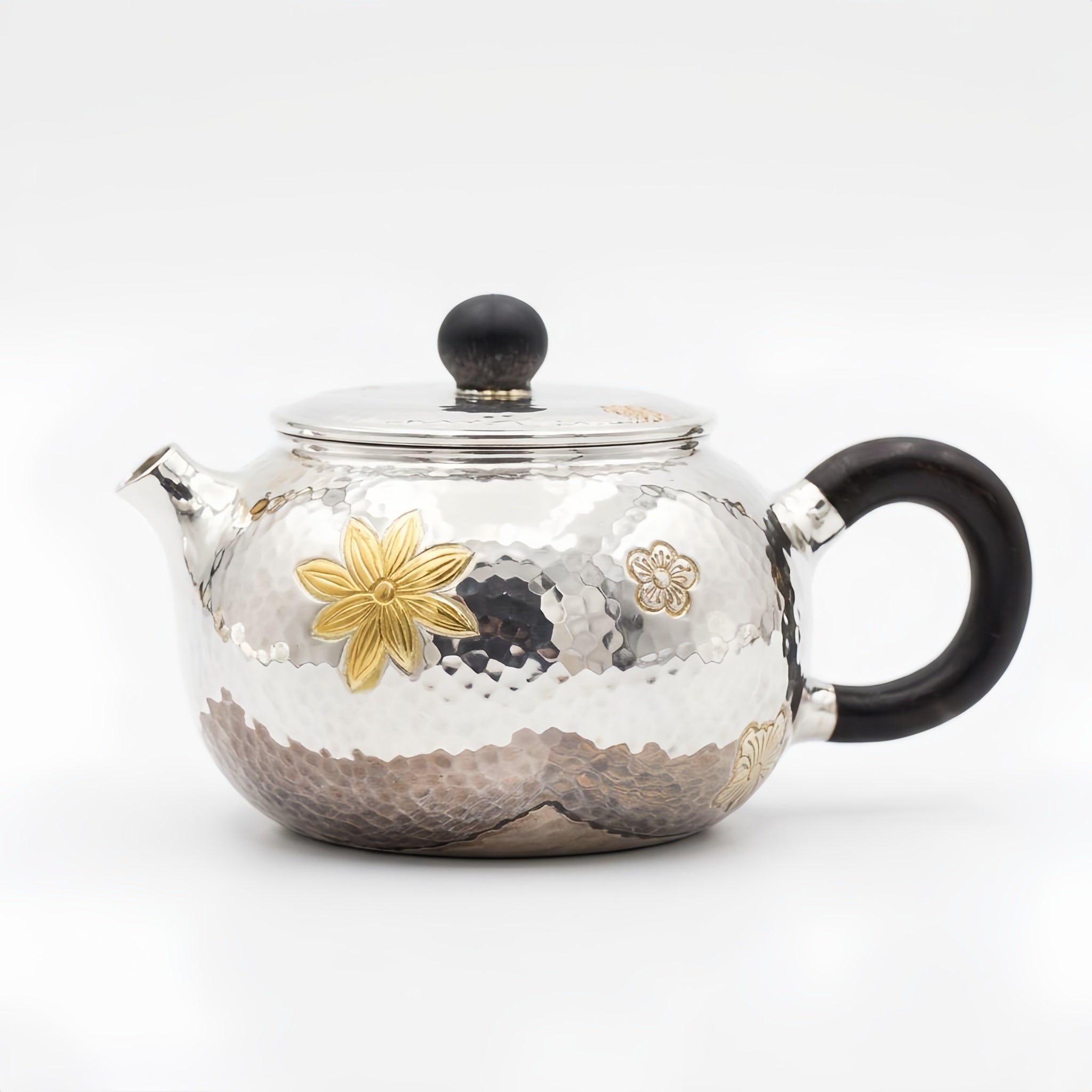 Pure 999 Fine Silver Handcrafted Silver Teapot with Radiant Floral Motifs