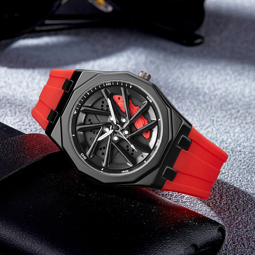 Rotating Watch Mens Wheel Hub Rotating Quartz Watch