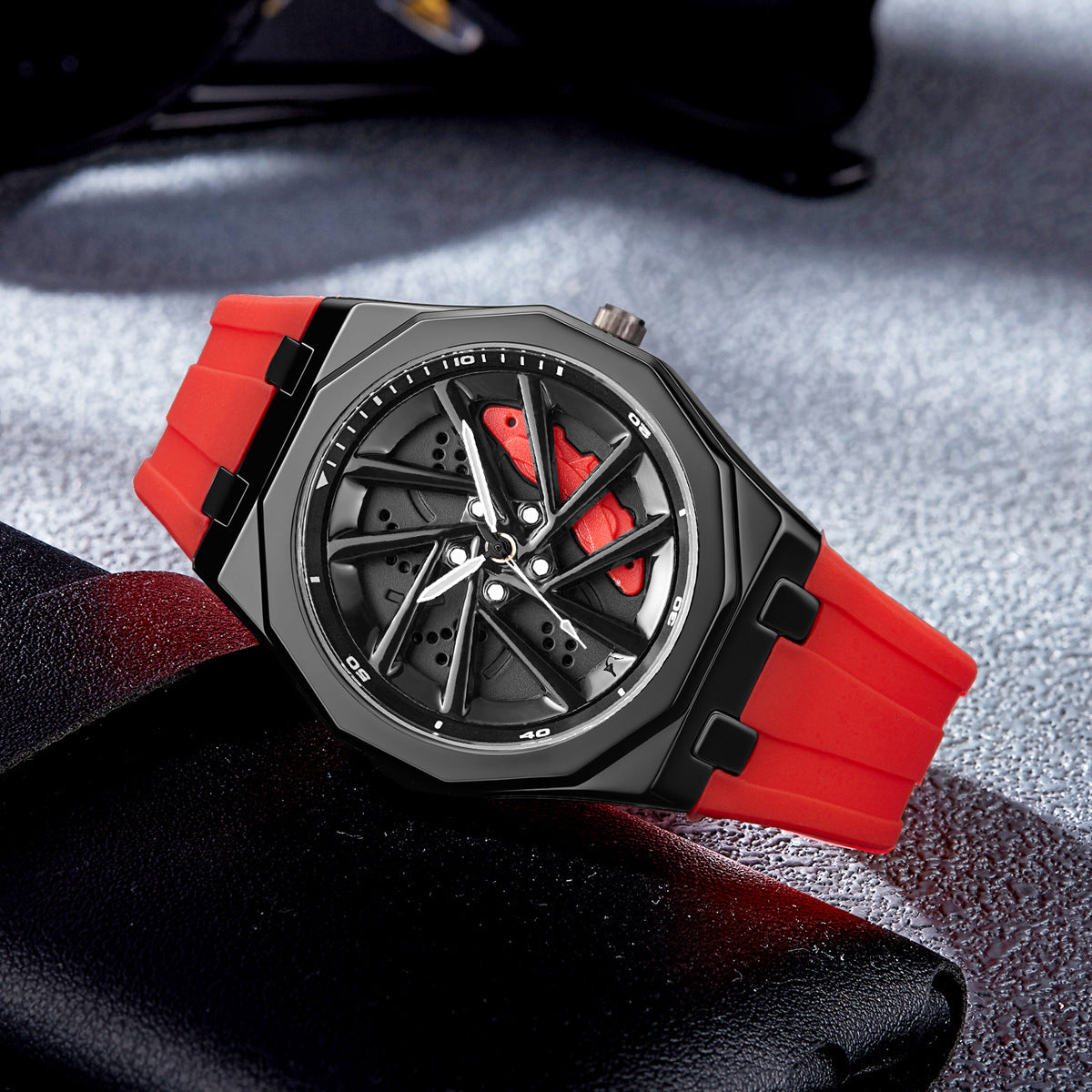 Rotating Watch Mens Wheel Hub Rotating Quartz Watch