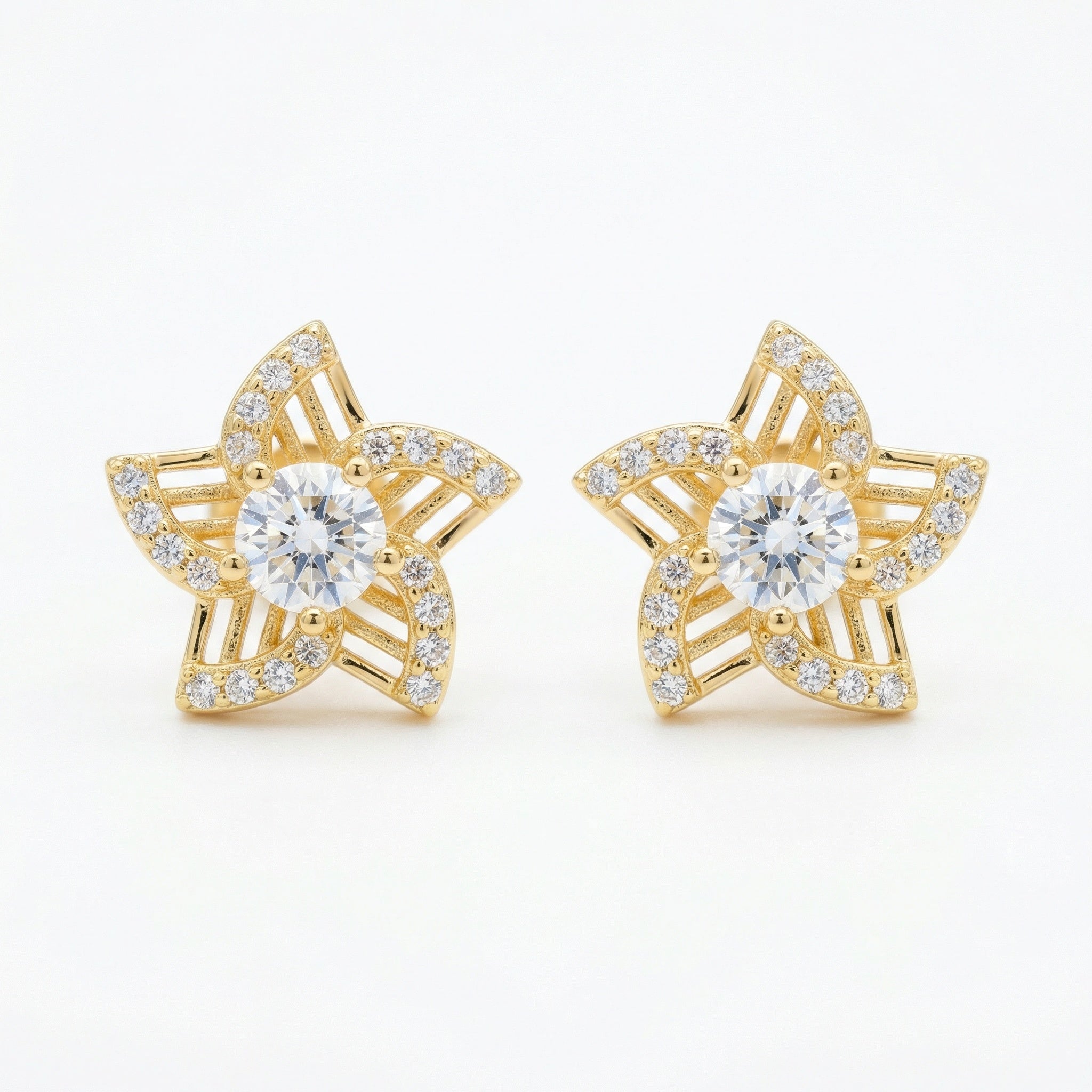 925 Sterling Silver Elegant Celestial Star Stud Earrings